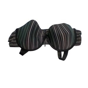 Queen Black White Pinstripe Strapless Underwire‎ Bra 40DD